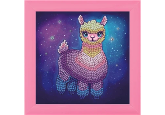 Crystal Art "Rainbow Llama" Bilderrahmen 16 x 16 cm