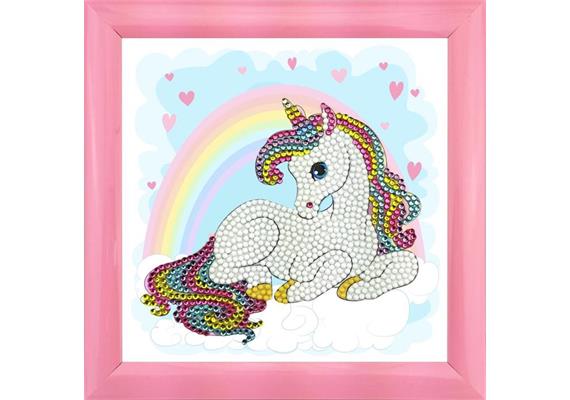 Crystal Art "Regenbogen Einhorn" Bilderrahmen 16 x 16 cm