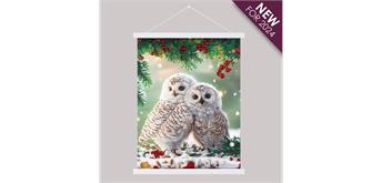 Crystal Art Scroll Snowy Owls Sanctuary, 40 x 50 cm