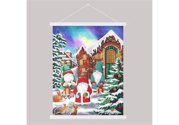 Crystal Art Scroll Three Merry Gnomes, 40 x 50 cm