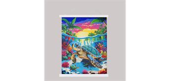 Crystal Art Scroll Tropical Turtle Paradise 40 x 50 cm