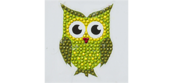 Crystal Art Sticker "Green Owl" Motif mit Werkzeug