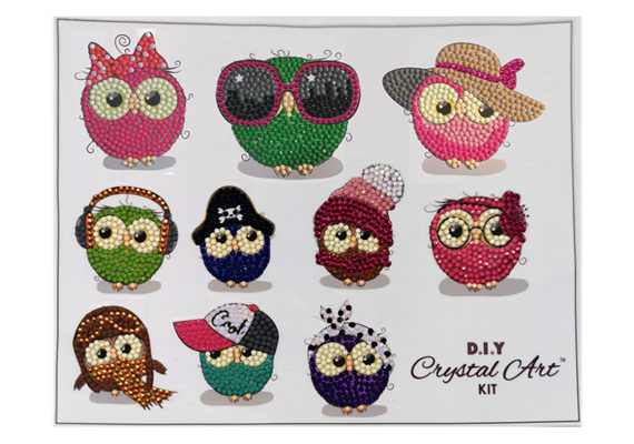 Crystal Art Sticker "Owl Life" Sticker Set of 10