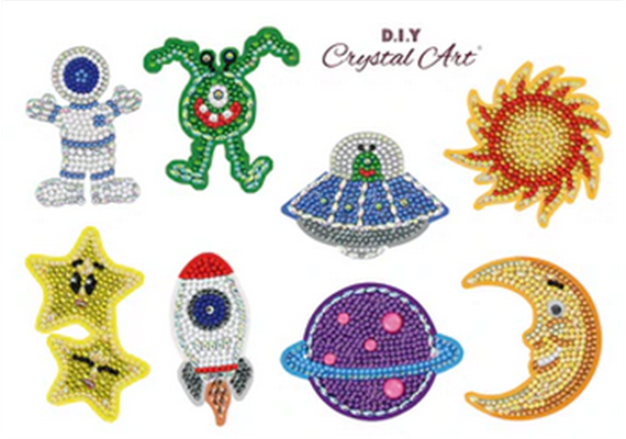 Crystal Art Sticker "Space Superstars" Sticker Set of 8