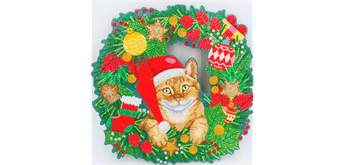 Crystal Art Wreath - Christmas Cat 30 cm
