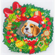 Crystal Art Wreath - Christmas Dog 30 cm