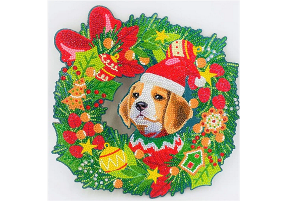 Crystal Art Wreath - Christmas Dog 30 cm