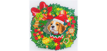 Crystal Art Wreath - Christmas Dog 30 cm