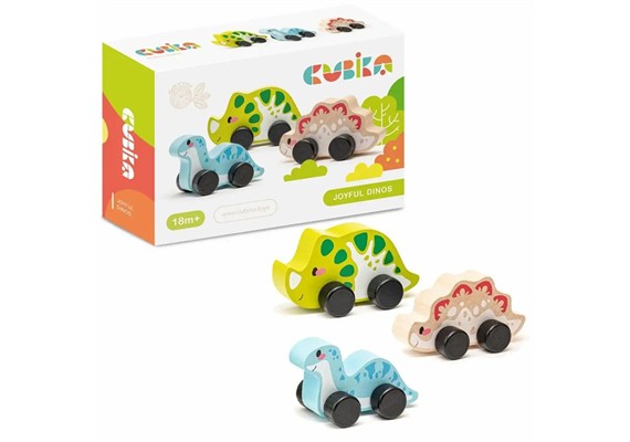 Cubika - Holzspielzeug fahrende Dinos 3-teilig