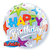 Deco Bubble Happy Birthday Stars, Ø 56 cm, transparent ohne Füllung