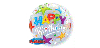 Deco Bubble Happy Birthday Stars, Ø 56 cm, transparent ohne Füllung