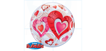 Deco Bubble Ø 56 cm rote Herzen, ohne Füllung