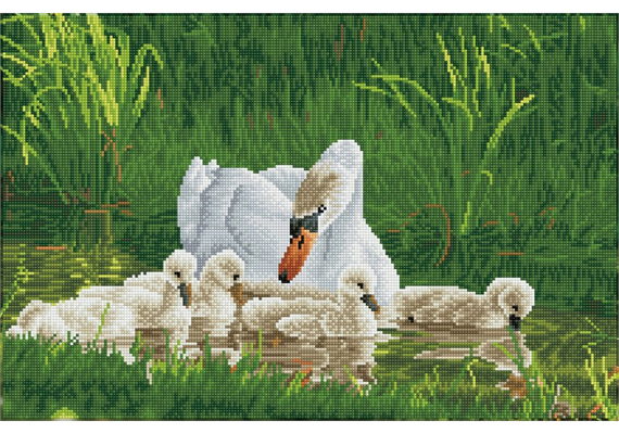 Diamond Dotz Mother Swan & Signets 62 x 41 cm