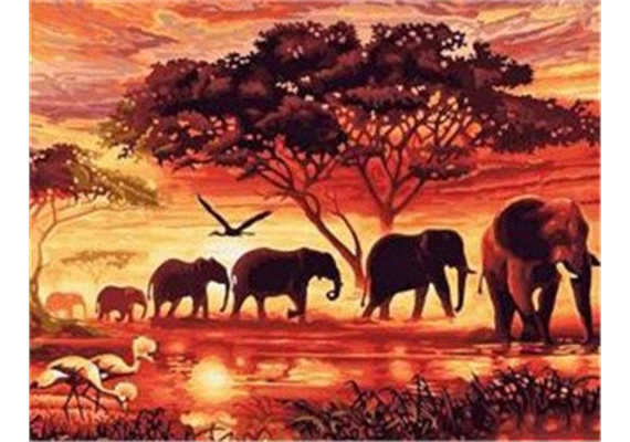 Diamond Painting 6037-40191 Elefanten in der Savanne 25 x 35 cm
