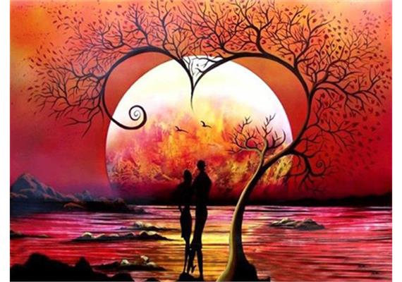 Diamond Painting 6037-40671 Sonnenuntergang mit Herz 25 x 35 cm