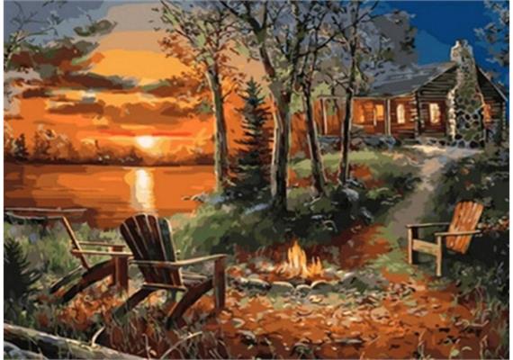 Diamond Painting 6037-40721 Lagerfeuer am See 25 x 35 cm