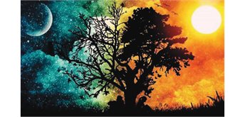 Diamond Painting Baum bei Nacht 50 x 40 cm
