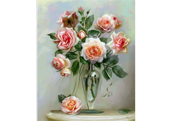 Diamond Painting Bouquet of Roses 32 x 45 cm, runde Steine