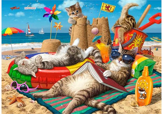 Diamond Painting Cats on the Beach, 45 x 30 cm, ECKIGE STEINE