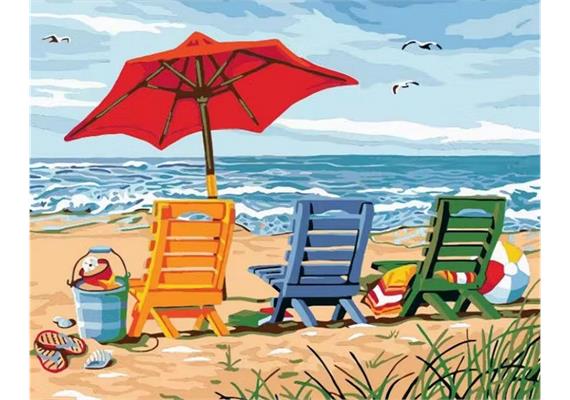 Diamond Painting Colorful Deckchairs 30 x 40 cm, runde Steine