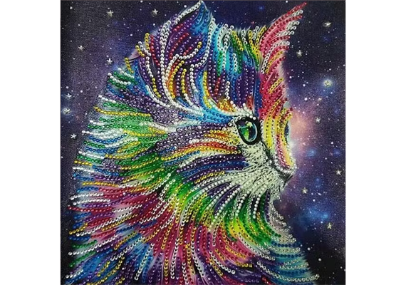 Diamond Painting Colorful Kitten 30 x 30 cm, Spezial Steine