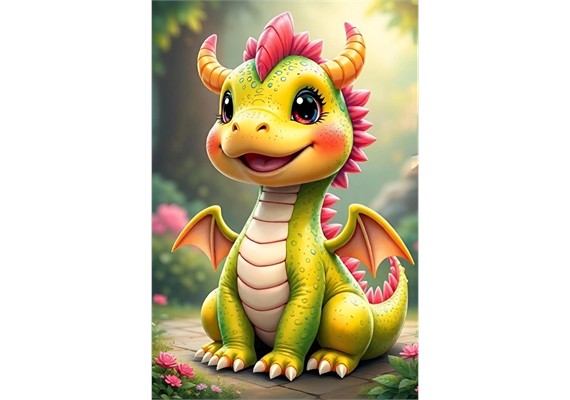 Diamond Painting - Dino Drops - ECKIGE STEINE 15 x 20 cm