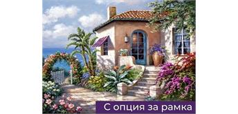 Diamond Painting Greek Villa 30 x 40 cm, runde Steine