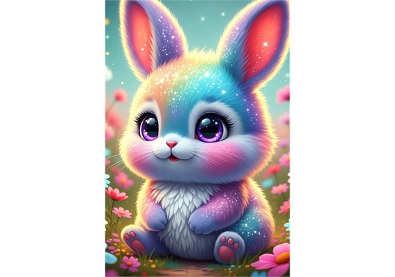 Diamond Painting - Häschen Violet - ECKIGE STEINE 30 x 45 cm