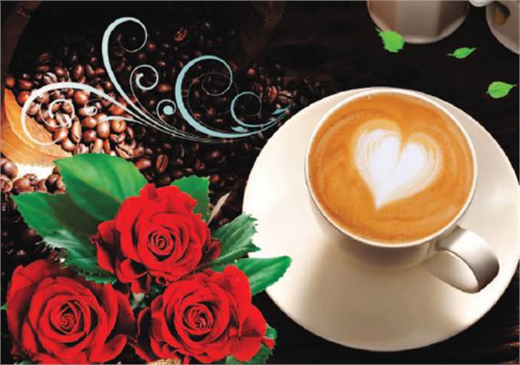 Diamond Painting Kaffee mit Rosen 40 x 30 cm