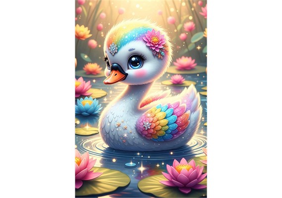 Diamond Painting - Kleiner Schwan - ECKIGE STEINE 30 x 45 cm