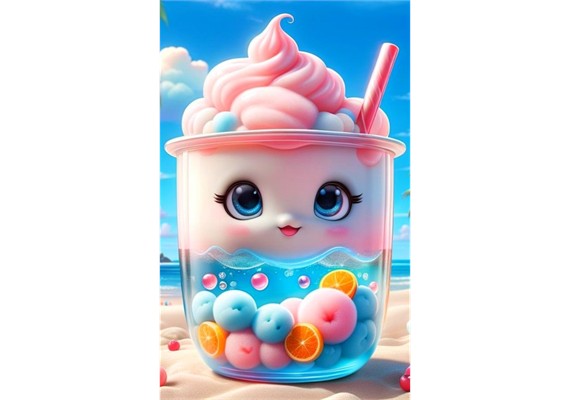 Diamond Painting - Marshmallow - ECKIGE STEINE 30 X 45 cm