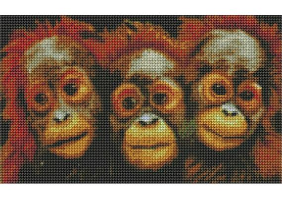 Diamond Painting Monkeys 30 x 50 cm, runde Steine