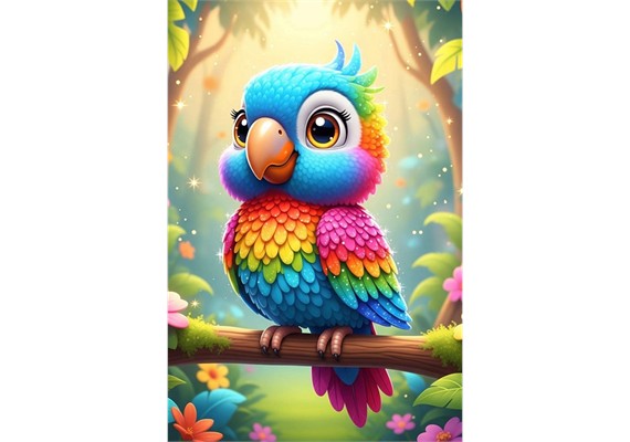 Diamond Painting - Papagei Fritz - ECKIGE STEINE 20 x 30 cm