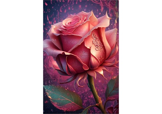Diamond Painting - Pink Rose - ECKIGE STEINE 50 x 75 cm