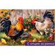 Diamond Painting Rooster, Hen and Chicks 30 x 40 cm, mit Rahmen