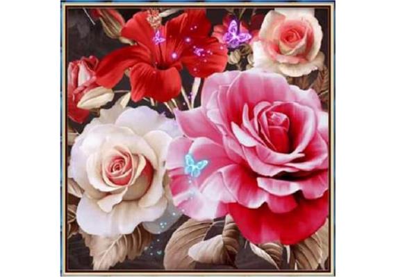 Diamond Painting Roses 40 x 40 cm, runde Steine