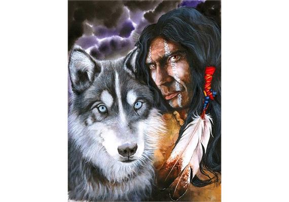 Diamond Painting Set DP2280225 Wolf-Indian 50 x 40 cm