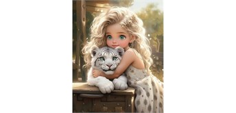 Diamond Painting Set DP2545001 Girl-Tiger 15 x 25 cm