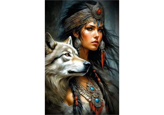 Diamond Painting Set DP2545029 Wolf - Girl 25 x 35 cm