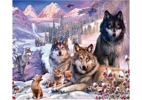 Diamond Painting Set DP2545038 Wolves 35 x 45 cm