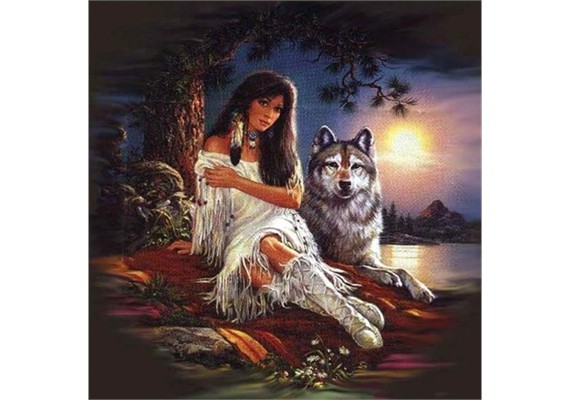 Diamond Painting Set DP2545040 Wolf-Girl 35 x 45 cm