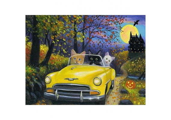 Diamond Painting Set DS22025 Cat Car 40 x 30 cm