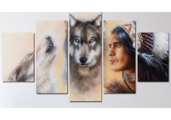 Diamond Painting Set FF411 - 5 Bilder - Wolves Indian