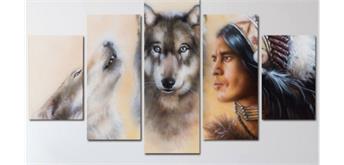 Diamond Painting Set FF411 - 5 Bilder - Wolves Indian