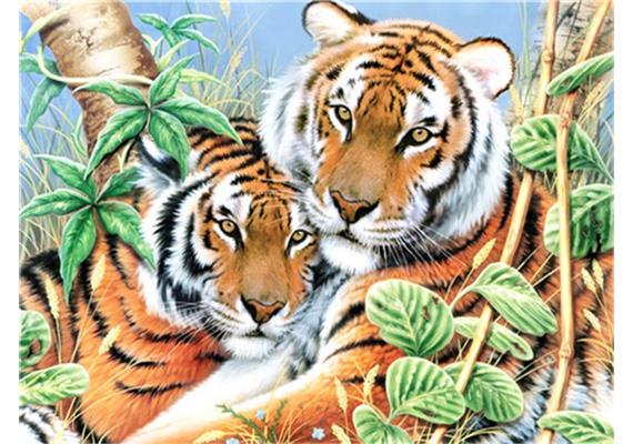 Diamond Painting Set GD74847 Tigers Square Stones 40 x 30 cm