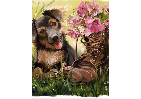 Diamond Painting Set GD79285 Dog Shoe 35 x 25 cm
