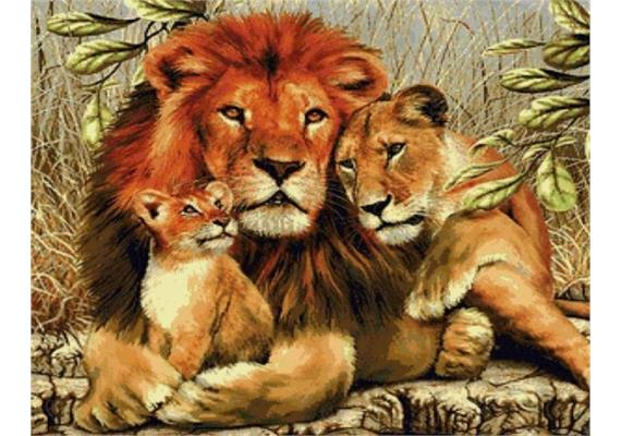 Diamond Painting Set Q102 Lion with Cubs 20 x 30 cm