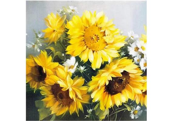 Diamond Painting Sunflowers 40 x 40 cm, runde Steine