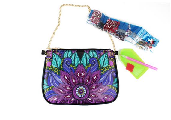 Diamond Painting Tasche Blüte mit Reissverschluss