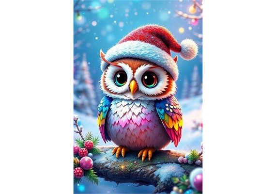 Diamond Painting - Winter Eule - ECKIGE STEINE 20 x 30 cm